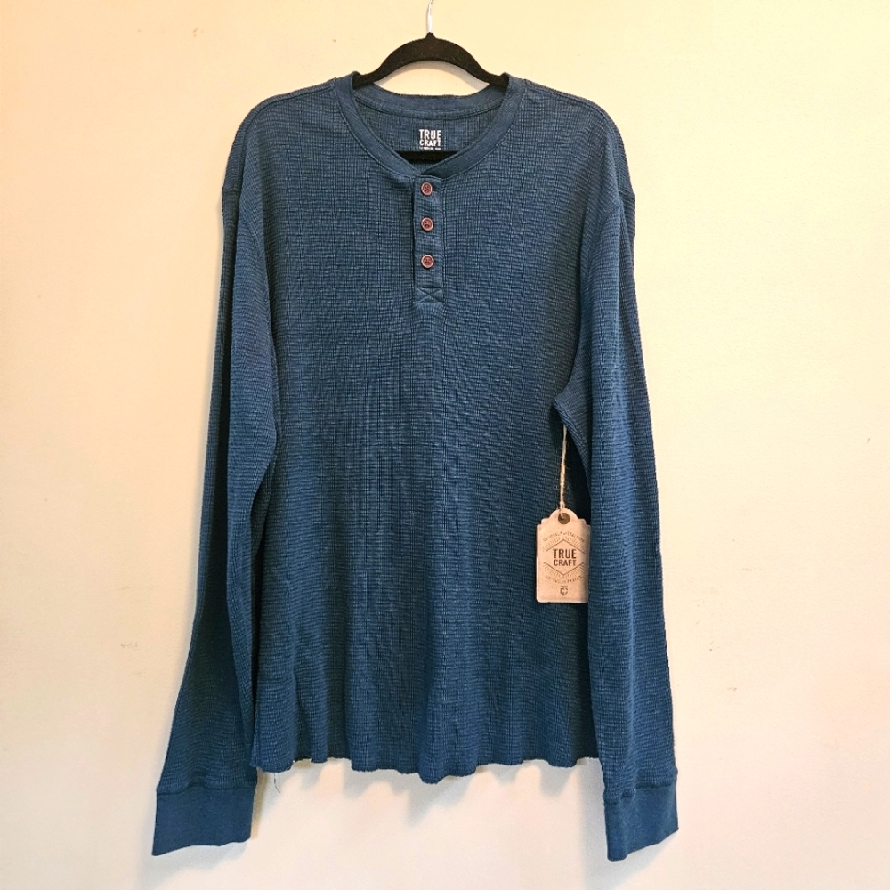 True Craft Henley Shirt Men's Size XL Lived-in Tee Ansuri Tea color New With Tag